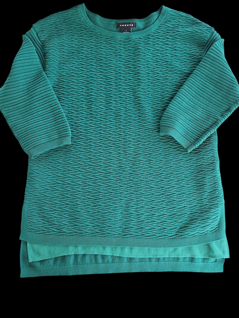 torrid Teal Textured Layered Crewneck Sweater